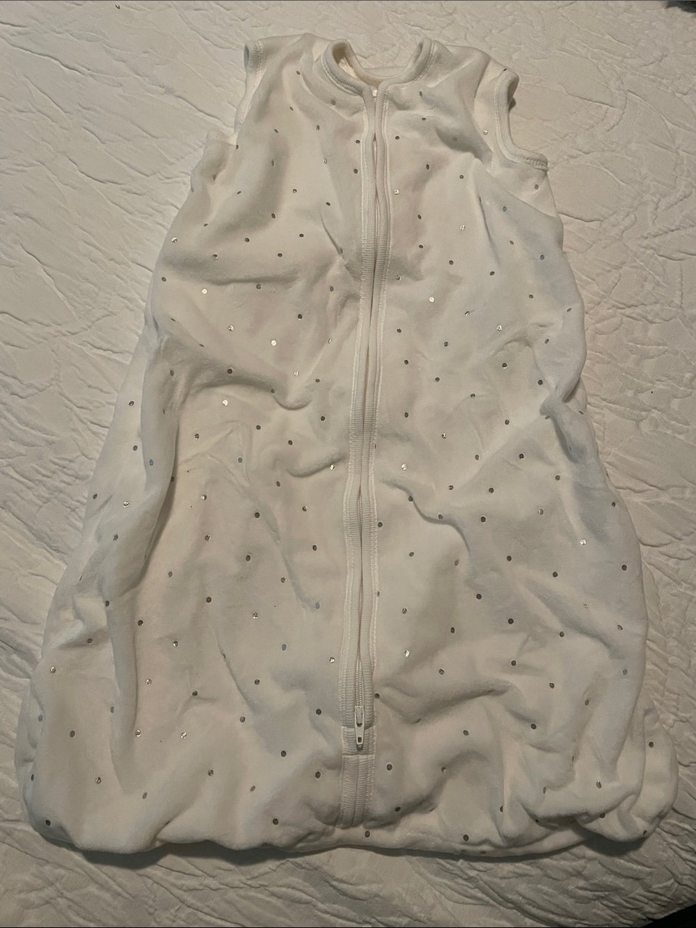 Pottery Barn Kids White Sleep Sack with Subtle Metallic Dots